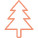 Vector graphic of a Christmas tree in orange on a white background.