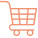 Vektorgrafik, die einen Einkaufswagen in orange vor weißem Hintergrund aufzeigt.