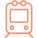 Vector graphic of a train from the front in orange on a white background